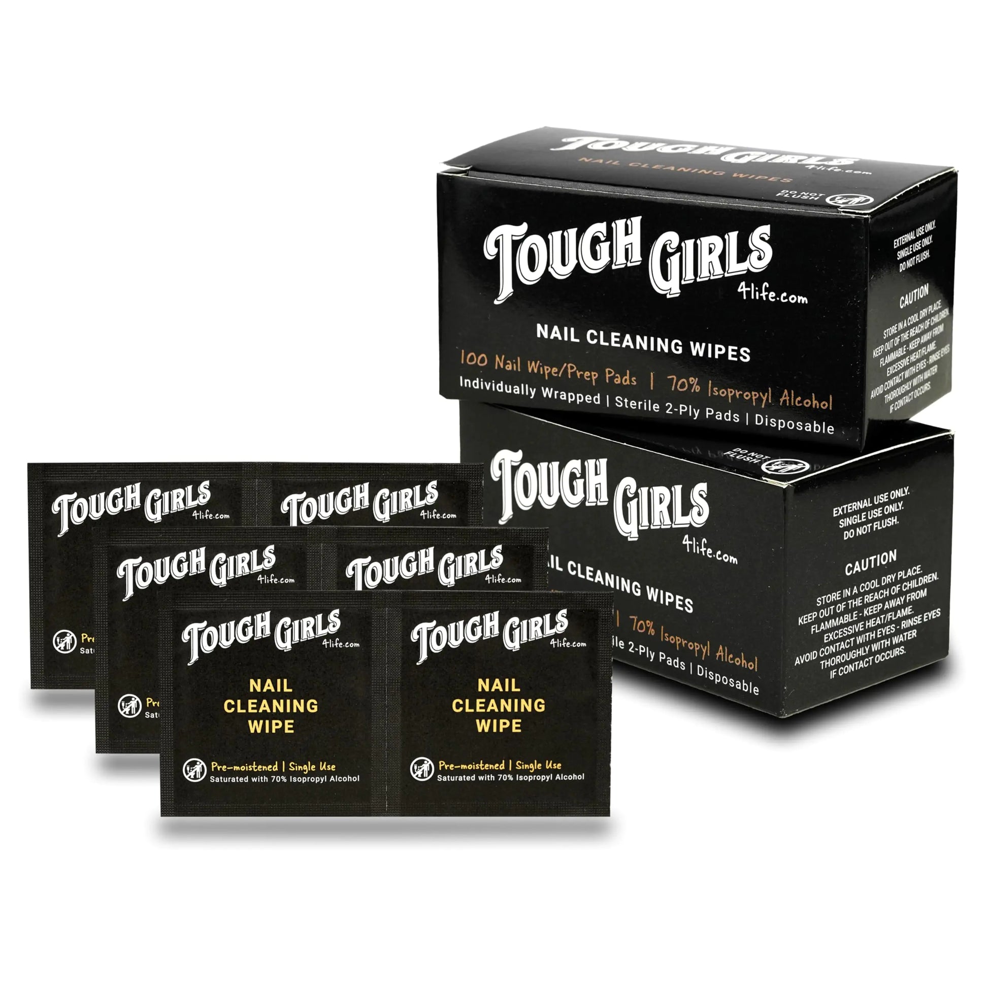 TOUGH GIRLS | Nail Cleaning Alcohol Wipe & Prep Pads | 70% Alcohol | Individually Wrapped 2-Ply Disposable Sterile Pads (200 qty)